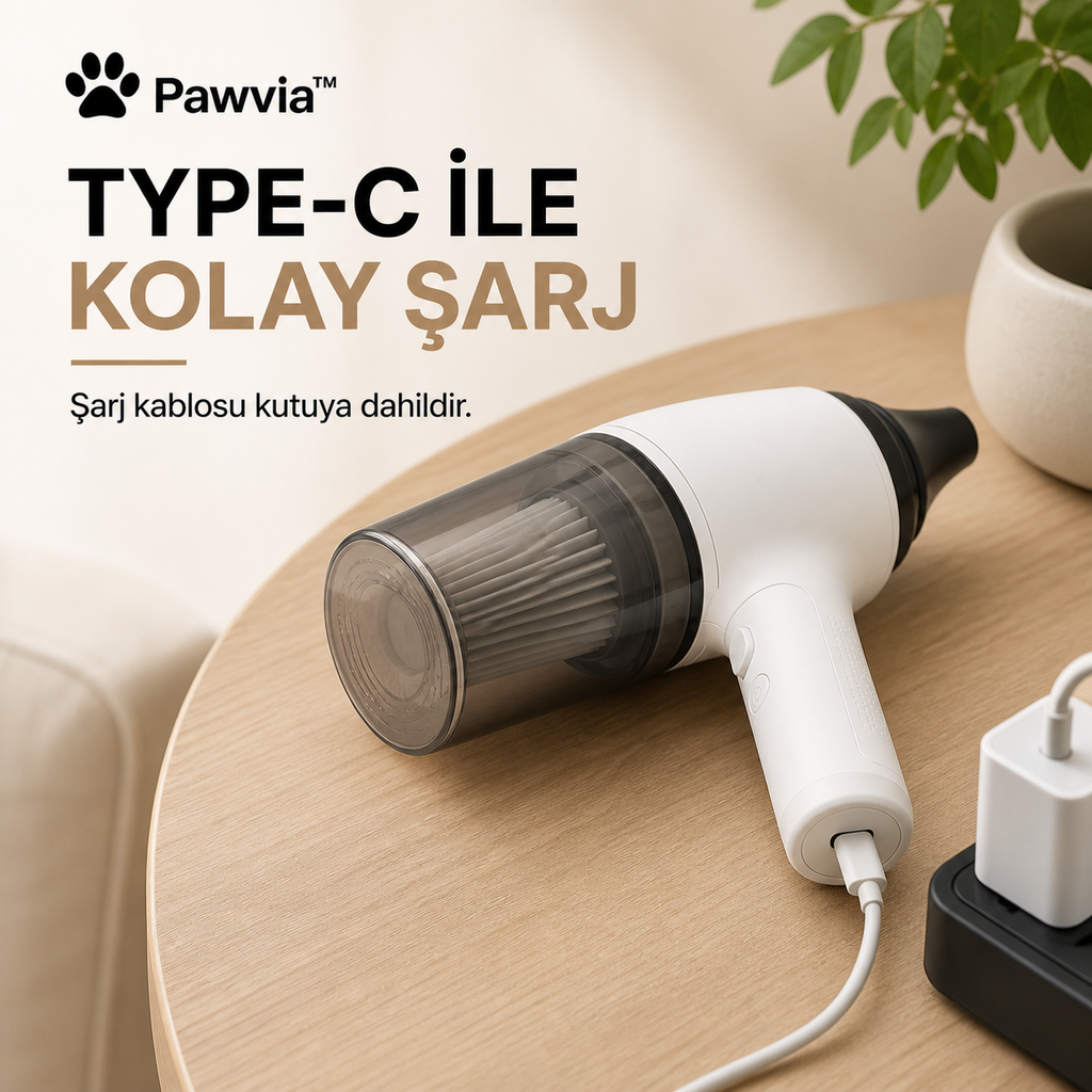 Pawvia™ AirMate Pro | Kedi & Köpek Mini Tüy Toplama Süpürgesi