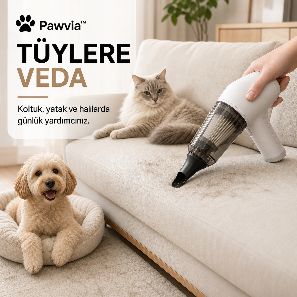 Pawvia™ AirMate Pro | Kedi & Köpek Mini Tüy Toplama Süpürgesi