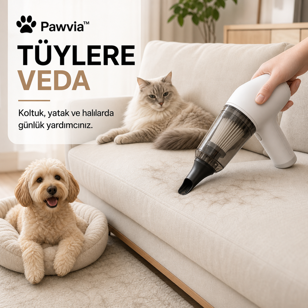 Pawvia™ AirMate Pro | Kedi & Köpek Mini Tüy Toplama Süpürgesi