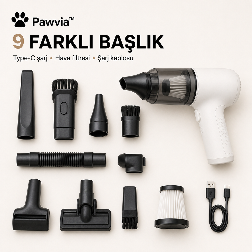 Pawvia™ AirMate Pro | Kedi & Köpek Mini Tüy Toplama Süpürgesi