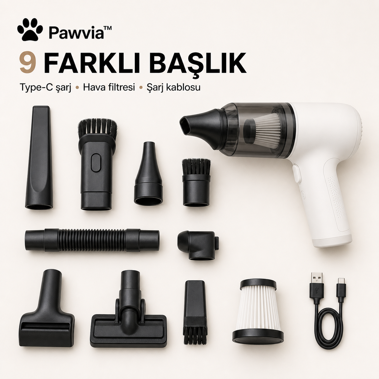 Pawvia™ AirMate Pro | Kedi & Köpek Mini Tüy Toplama Süpürgesi
