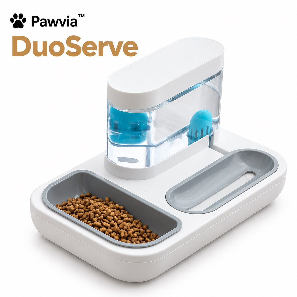 Pawvia™ DuoServe | Çift Hazneli Kedi Mama ve Su Kabı