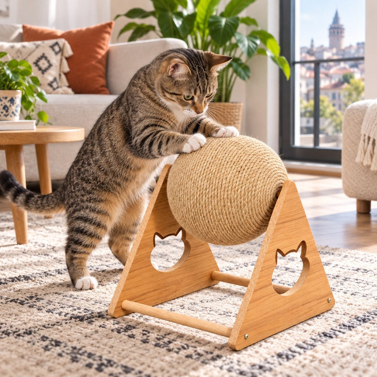 Pawvia™ SpinSisal | Döner Toplu Kedi Tırmalama Oyuncağı