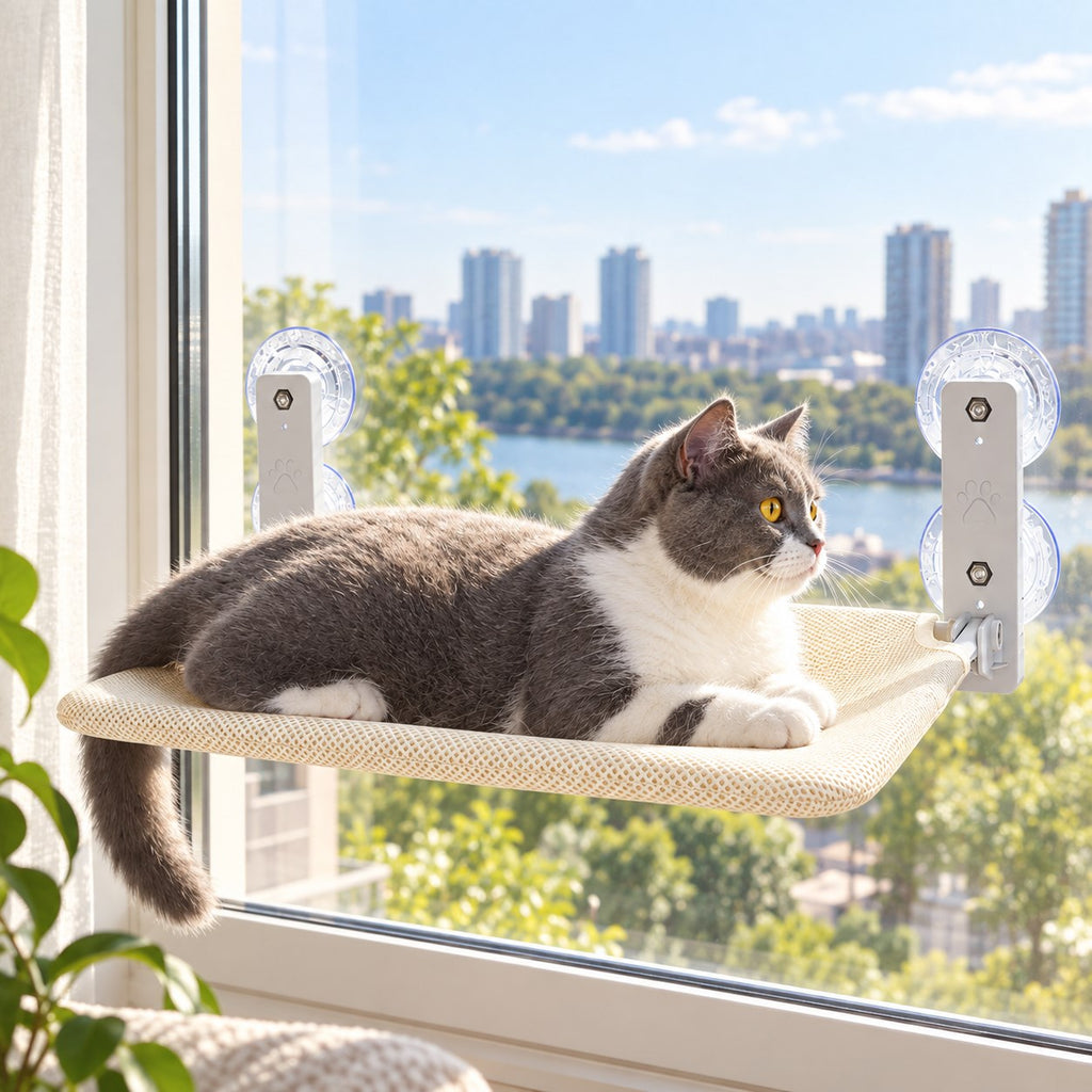 Pawvia™ WindowNest | Vantuzlu Pencere Kedi Hamağı