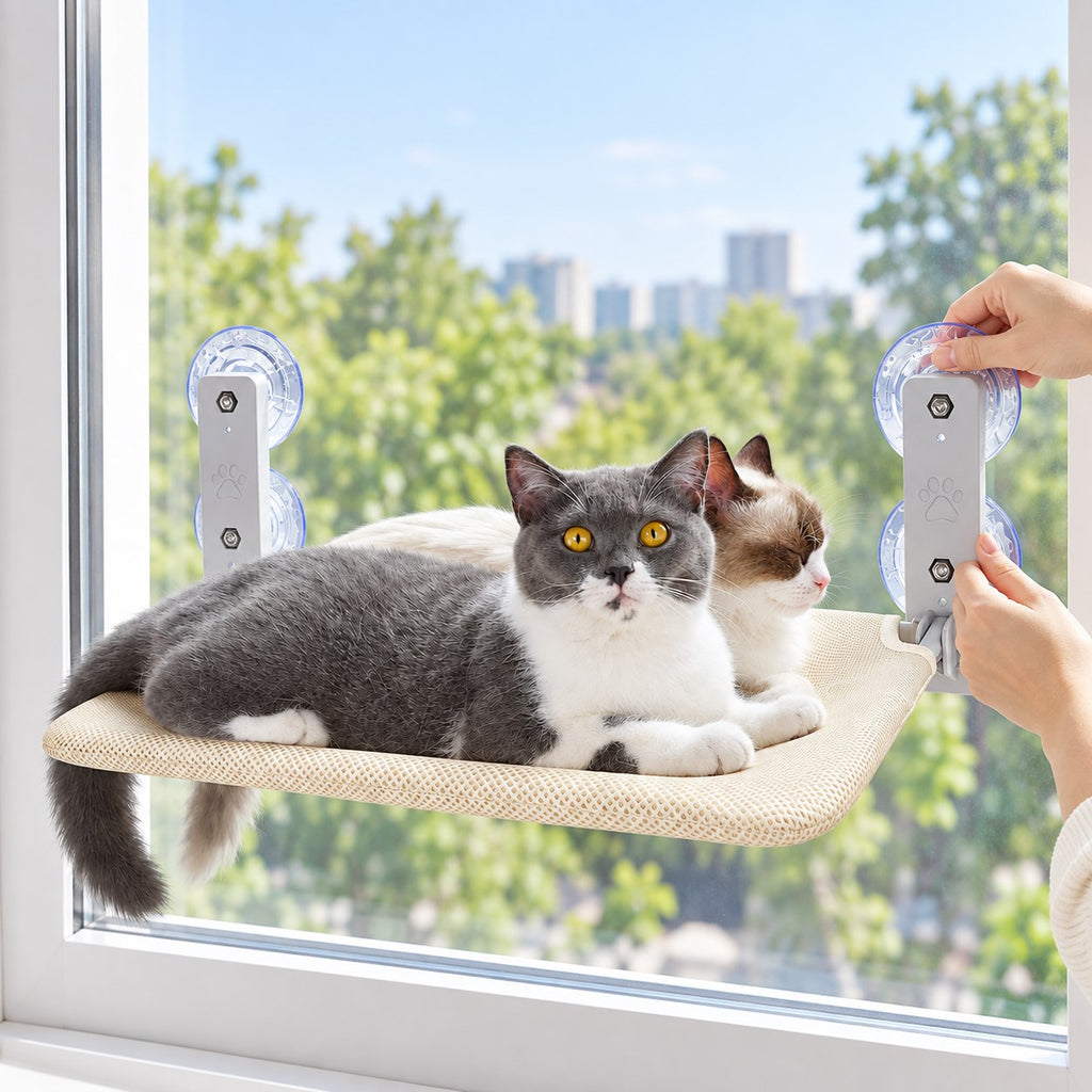 Pawvia™ WindowNest | Vantuzlu Pencere Kedi Hamağı