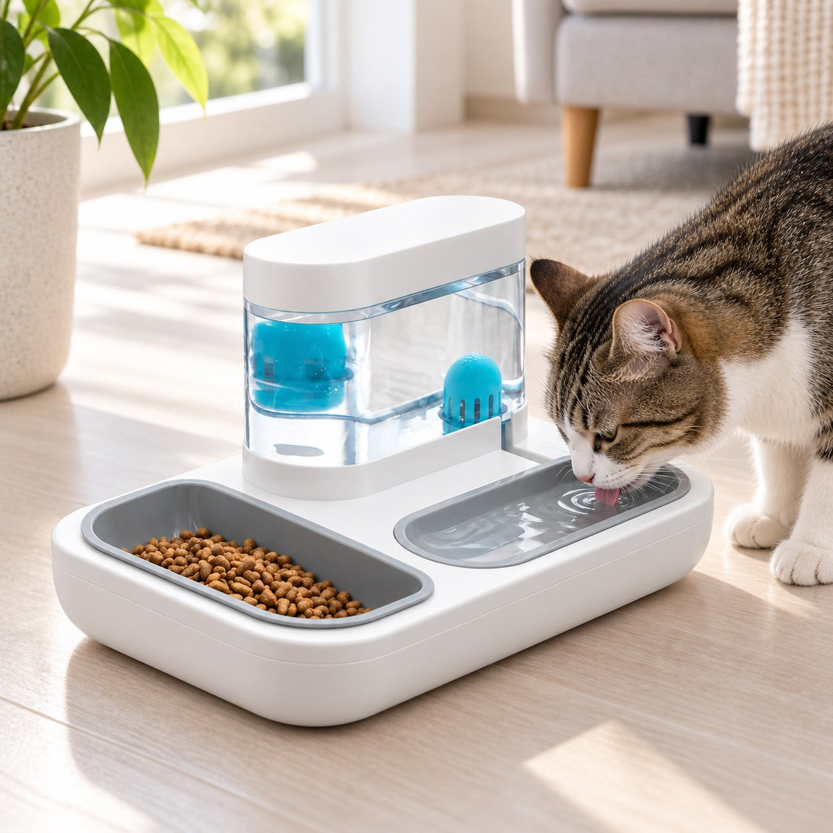 Pawvia™ DuoServe | Çift Hazneli Kedi Mama ve Su Kabı