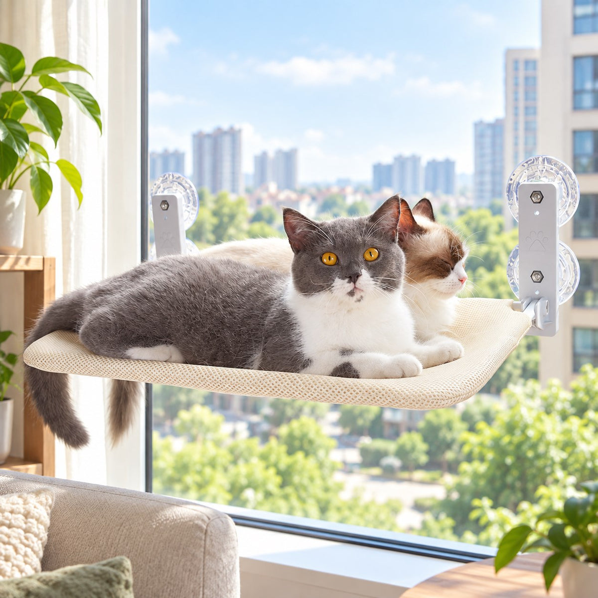 Pawvia™ WindowNest | Vantuzlu Pencere Kedi Hamağı